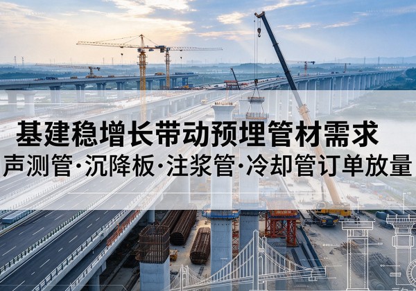 红古基建稳增长带动预埋监测管材需求，声测管、沉降板、注浆管订单持续放量
